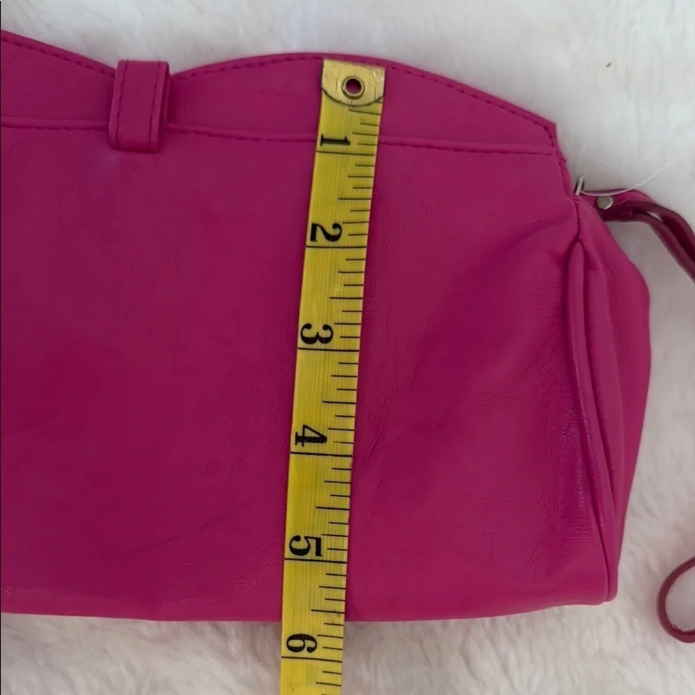 Bold Pink Clutch Wristlet with Structured Design